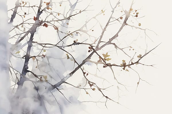 Aquarelle d'une branche d'arbre avec des feuilles Aquarelle d'une branche d'arbre avec des feuilles
