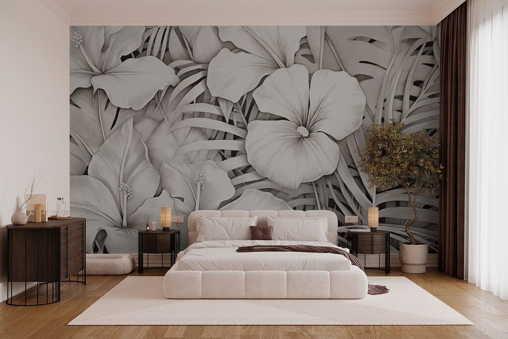 Lush foliage in monochrome tones