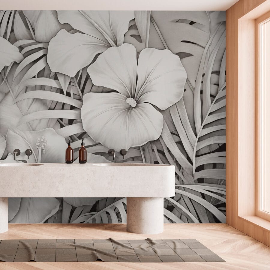 Feuillage luxuriant dans des tons monochromes
