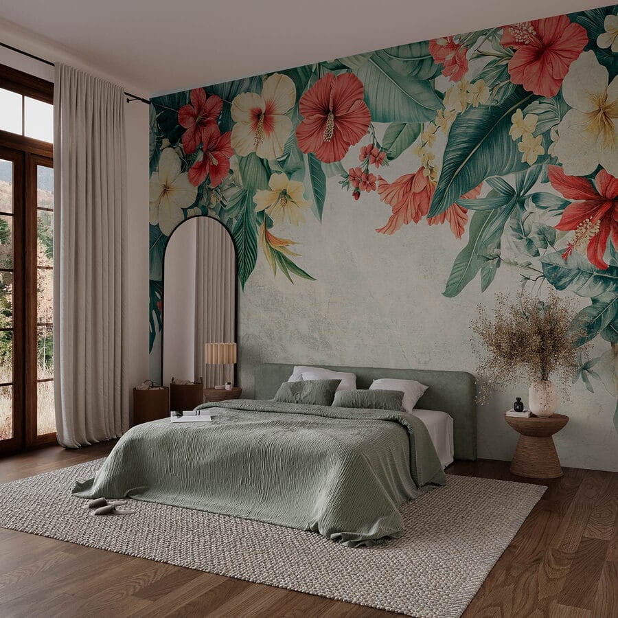 Des fleurs éclatantes illuminent l'arrière-plan