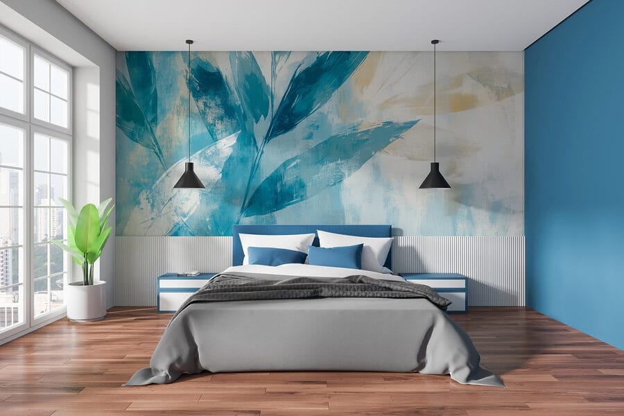Peinture de feuilles sur fond blanc