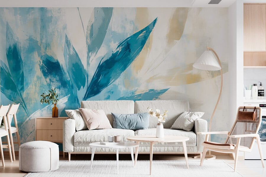 Peinture de feuilles sur fond blanc
