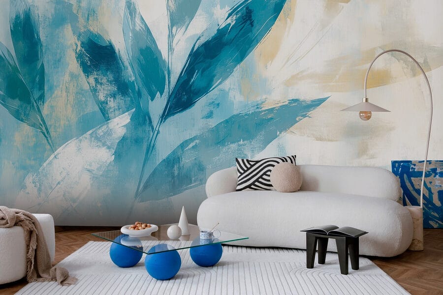 Peinture de feuilles sur fond blanc