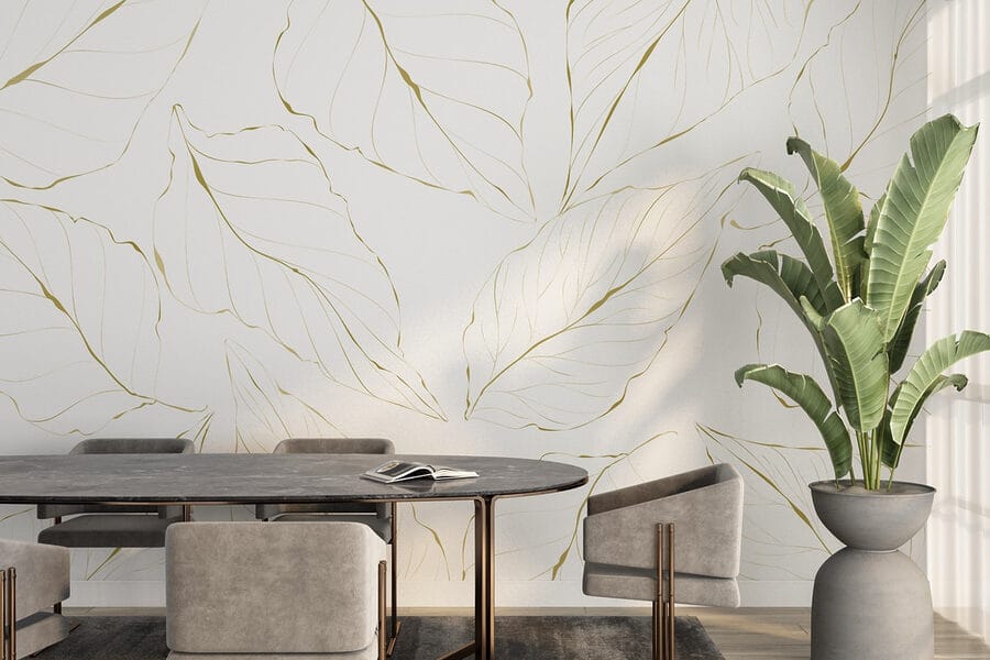 Motif de feuilles sur fond blanc