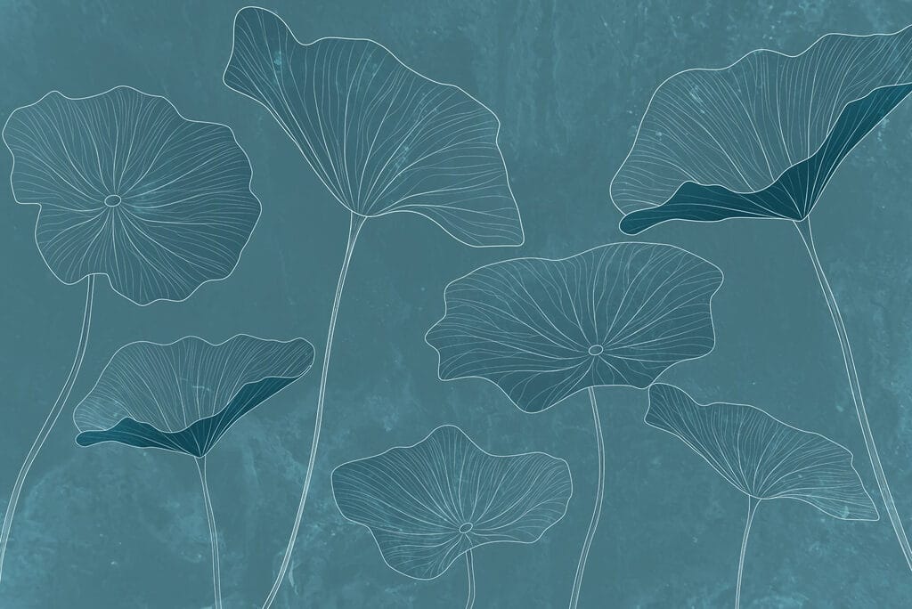 Dessin de feuilles sur fond bleu Dessin de feuilles sur fond bleu