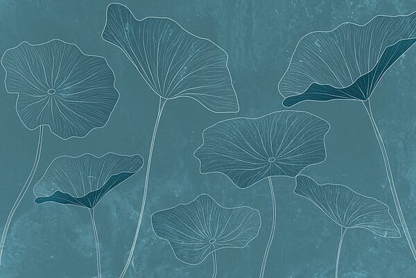 Dessin de feuilles sur fond bleu Dessin de feuilles sur fond bleu