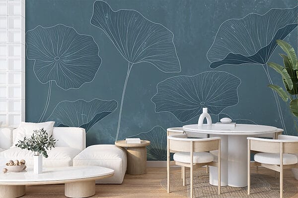 Dessin de feuilles sur fond bleu Dessin de feuilles sur fond bleu