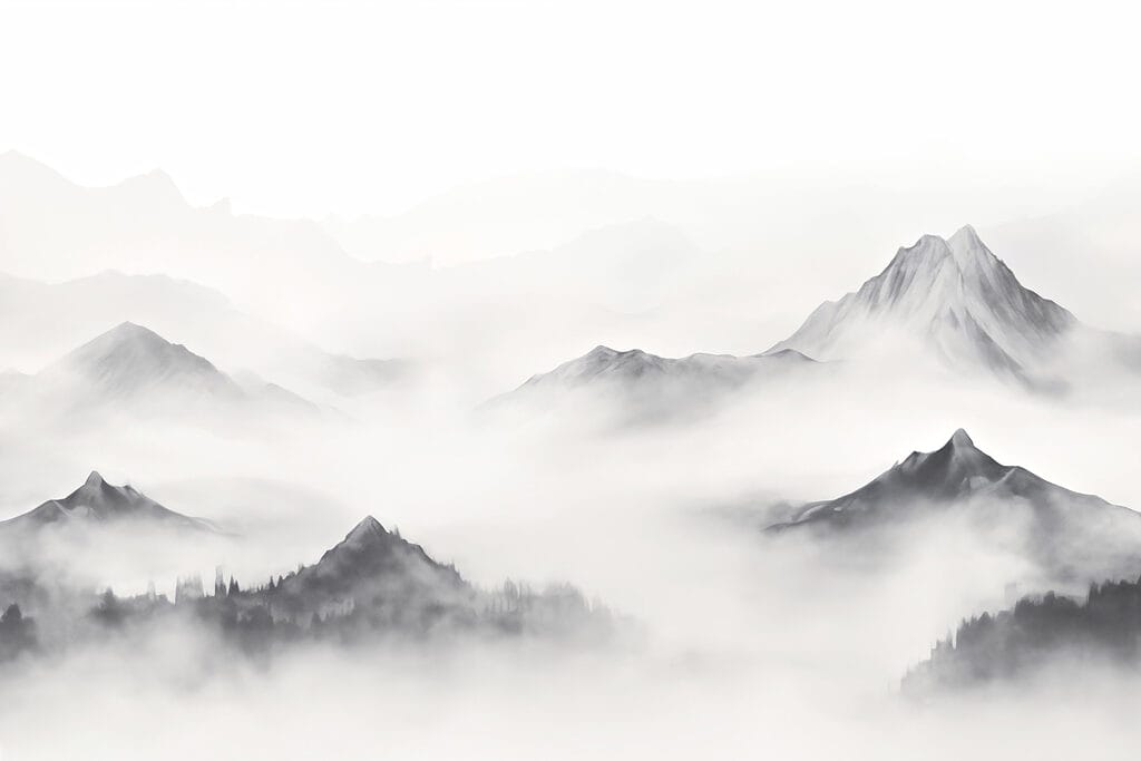 Chaîne de montagnes avec brouillard Chaîne de montagnes avec brouillard