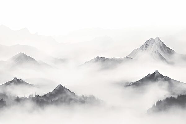 Chaîne de montagnes avec brouillard Chaîne de montagnes avec brouillard