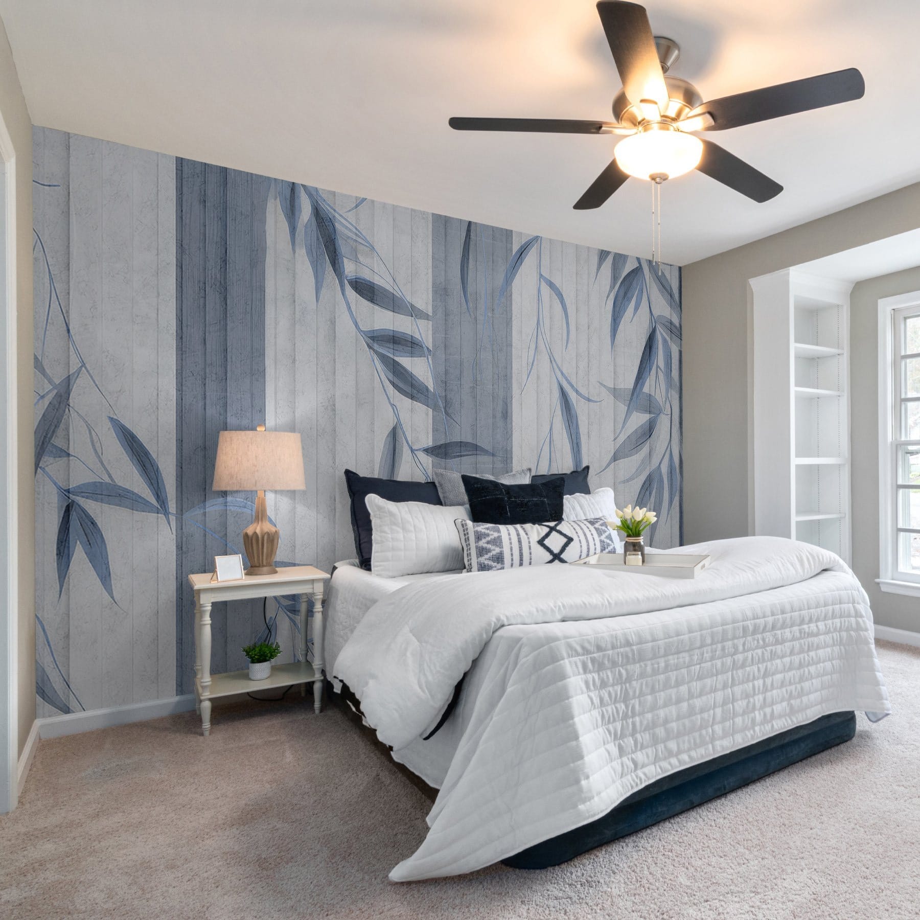 Serene leaves on soft textures