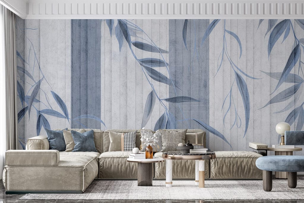 Serene leaves on soft textures