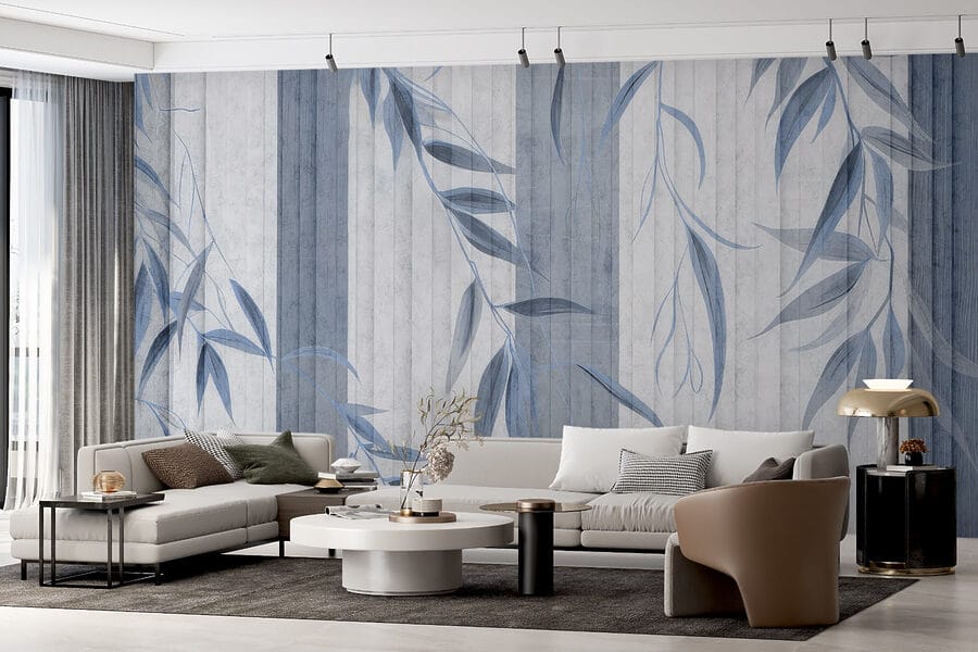 Feuilles sereines sur des textures douces