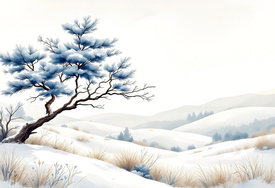 Arbre dans un paysage enneigé