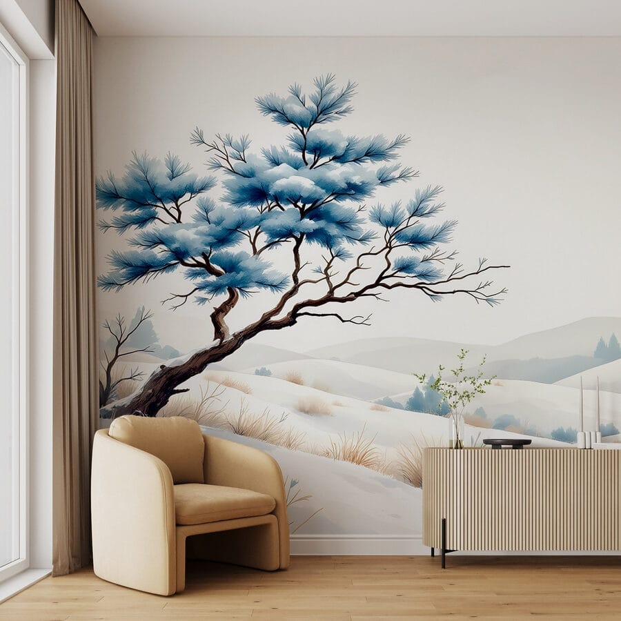 Arbre dans un paysage enneigé