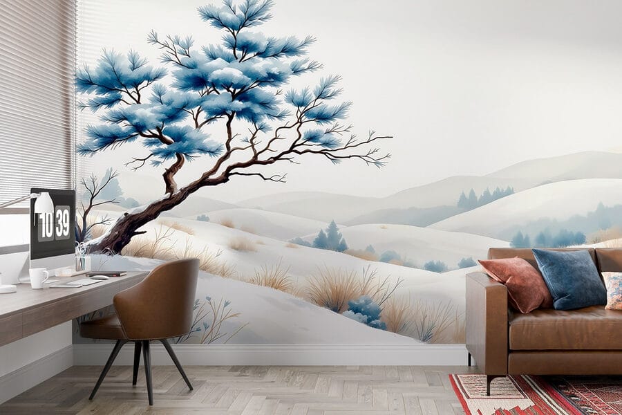 Arbre dans un paysage enneigé