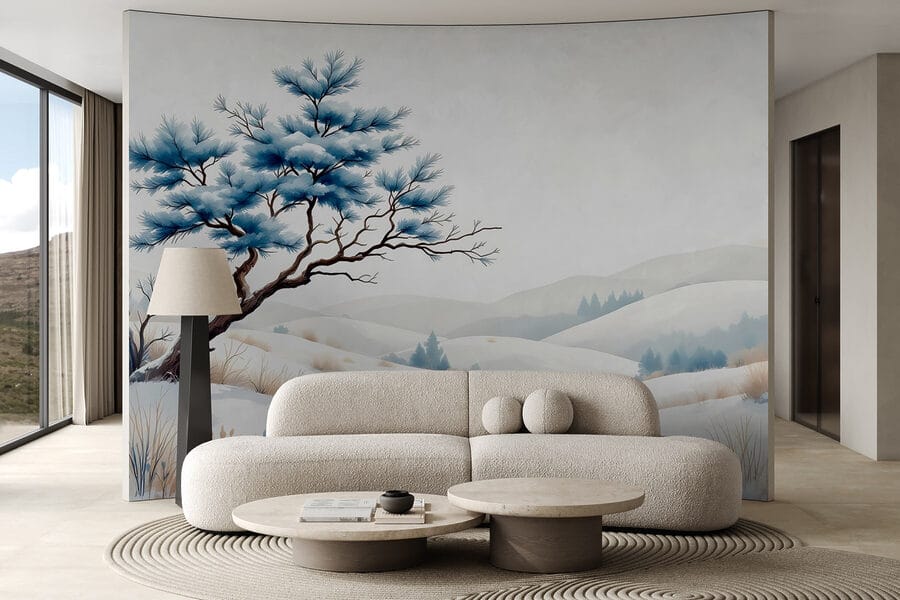 Arbre dans un paysage enneigé