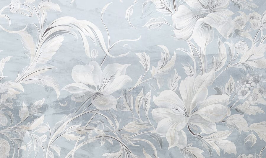 Motif floral blanc et gris