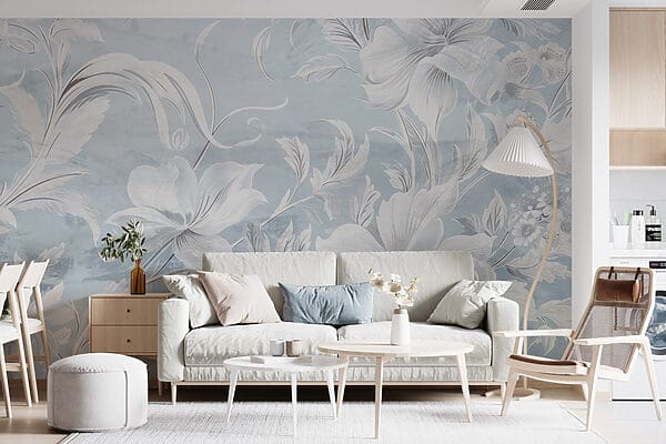 Motif floral blanc et gris Motif floral blanc et gris