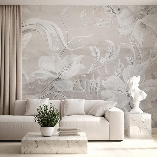 Motif floral blanc et gris Motif floral blanc et gris