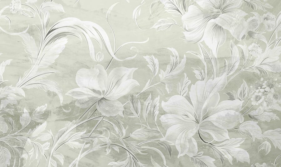 Motif floral blanc sur un mur