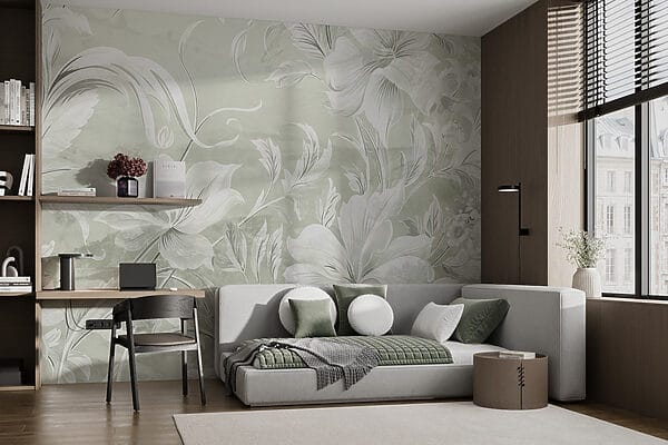 Motif floral blanc sur un mur Motif floral blanc sur un mur