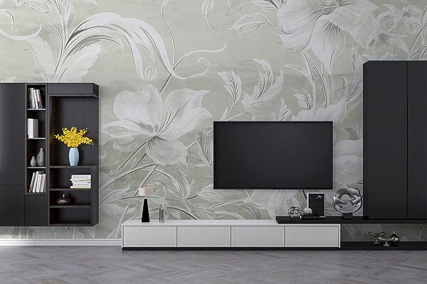 Motif floral blanc sur un mur Motif floral blanc sur un mur