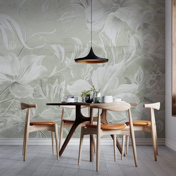 Motif floral blanc sur un mur Motif floral blanc sur un mur