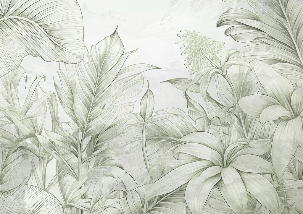 Des verts doux dans un motif botanique délicat Des verts doux dans un motif botanique délicat