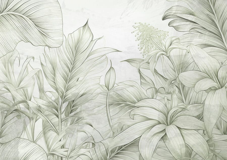 Des verts doux dans un motif botanique délicat Des verts doux dans un motif botanique délicat