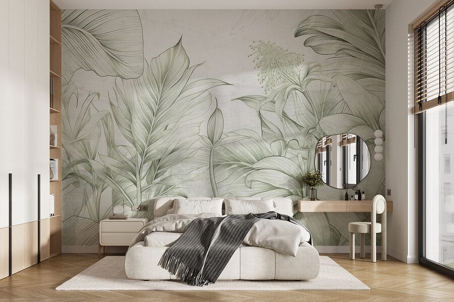 Des verts doux dans un motif botanique délicat Des verts doux dans un motif botanique délicat