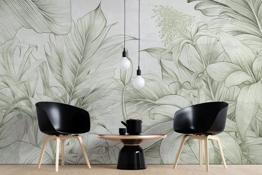 Des verts doux dans un motif botanique délicat Des verts doux dans un motif botanique délicat