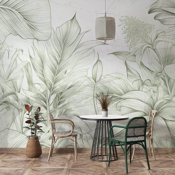 Des verts doux dans un motif botanique délicat Des verts doux dans un motif botanique délicat