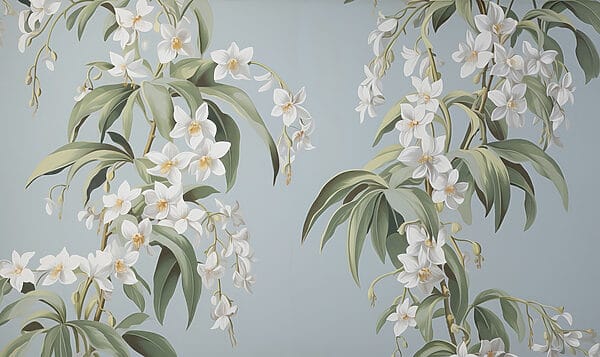 Papier peint avec des fleurs blanches Papier peint avec des fleurs blanches