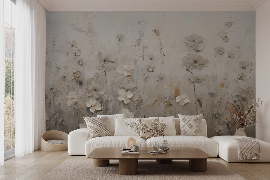 Peinture de fleurs sur un mur