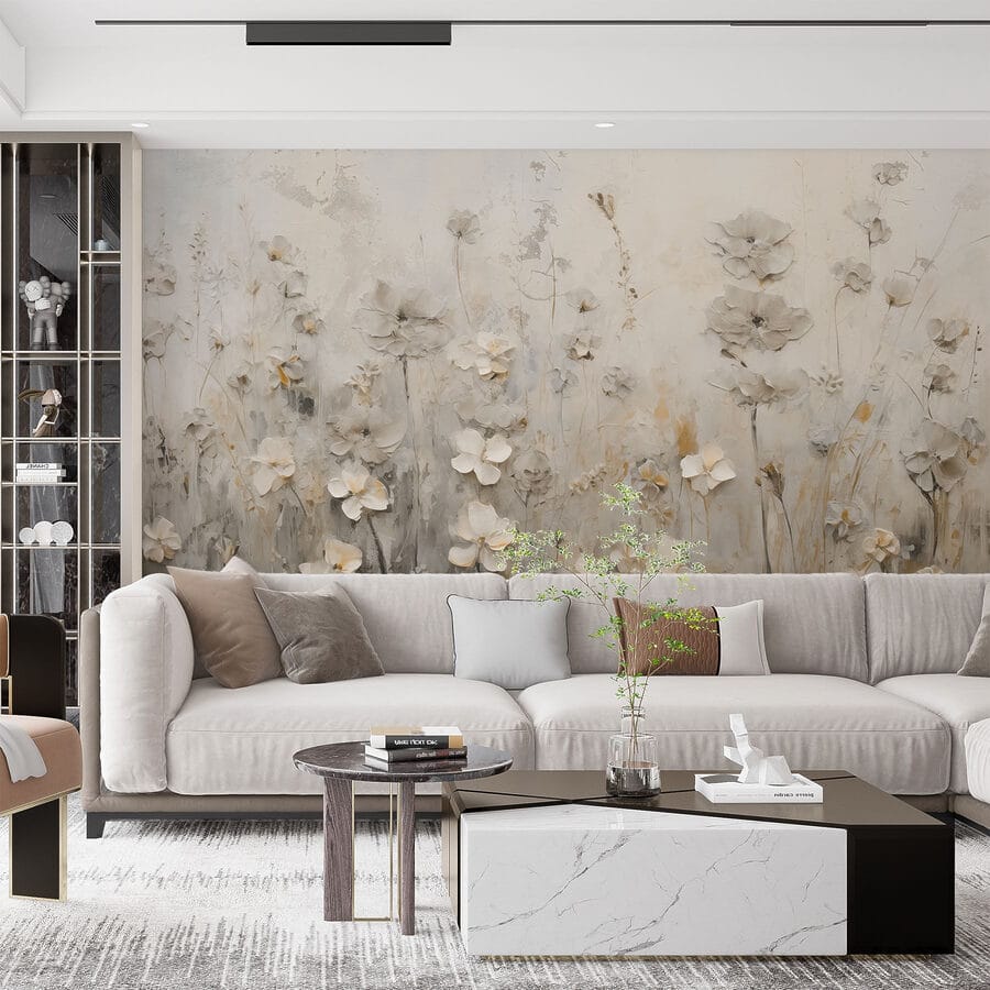 Peinture de fleurs sur un mur