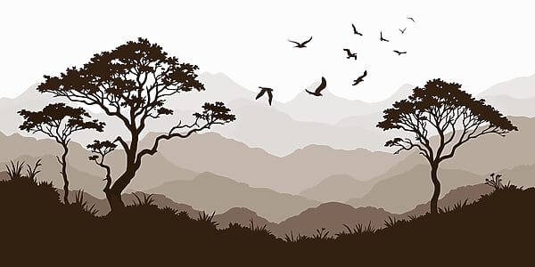 Oiseaux volant au-dessus d'une chaîne de montagnes Oiseaux volant au-dessus d'une chaîne de montagnes
