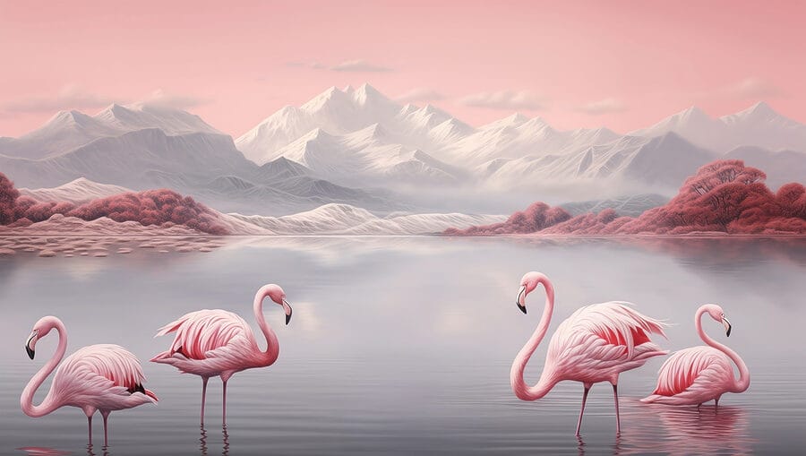 Deux flamants roses dans l'eau