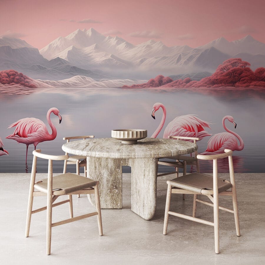 Deux flamants roses dans l'eau