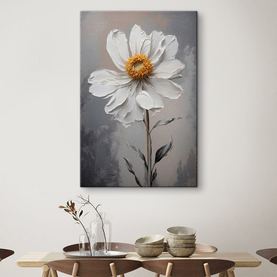 Fleur blanche avec un centre jaune