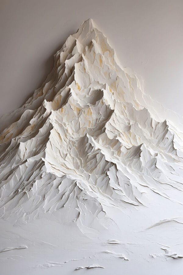 White mountain with snow