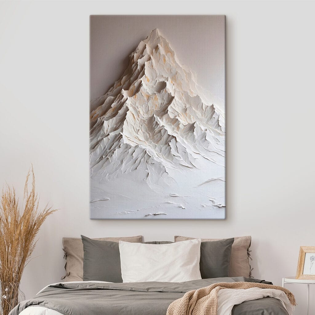 White mountain with snow