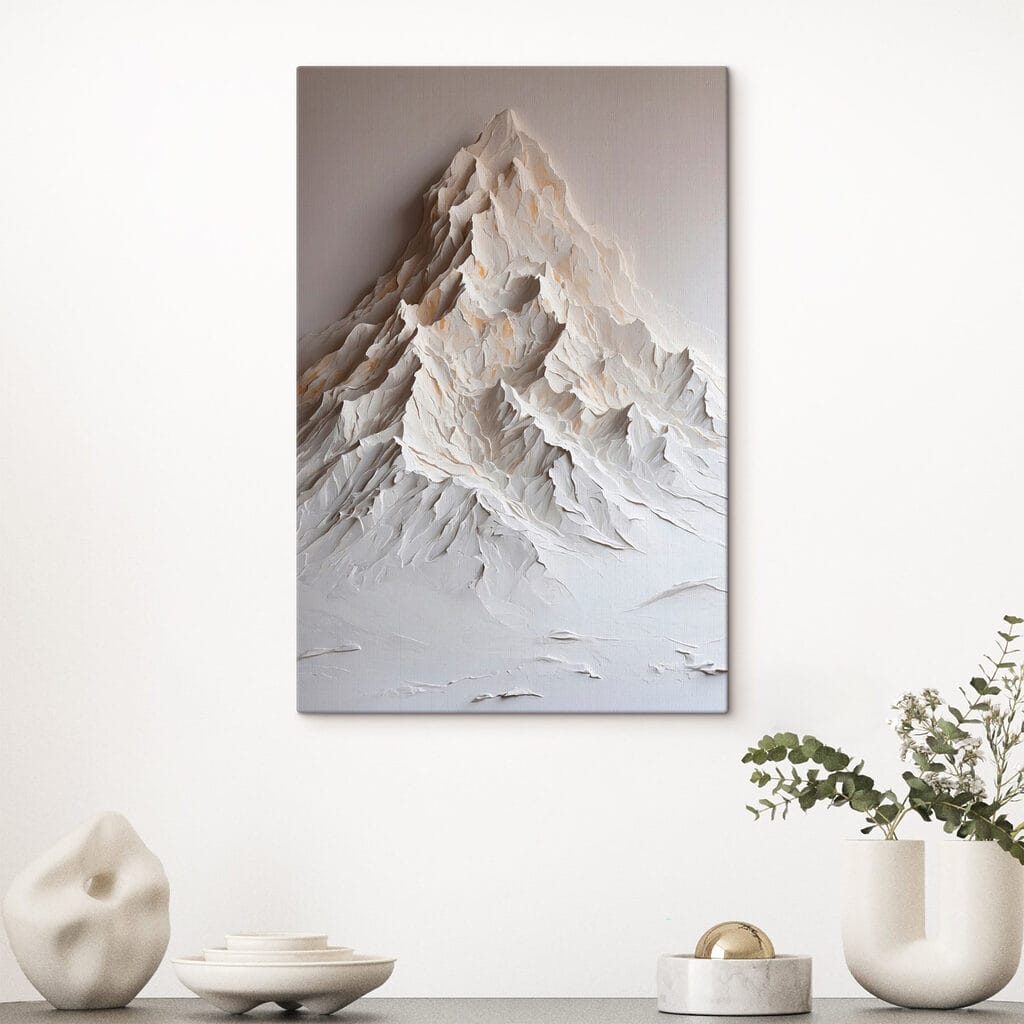 White mountain with snow