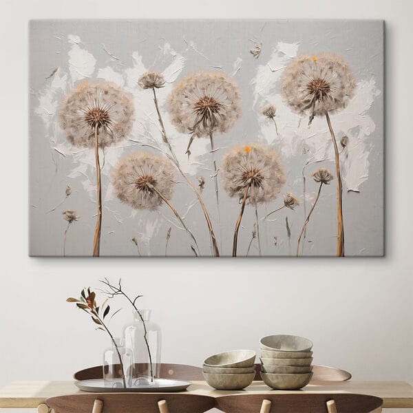 Peinture de pissenlits sur fond blanc Peinture de pissenlits sur fond blanc