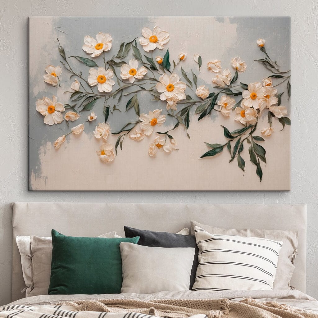 White flowers and green leaves