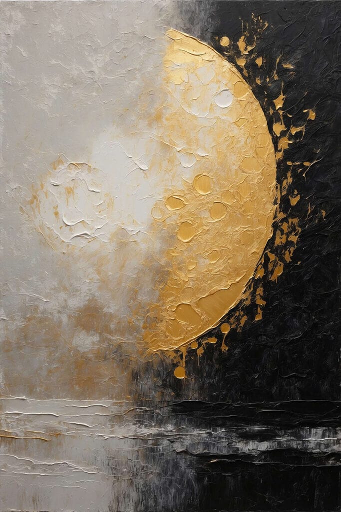 Painting of a moon and water Painting of a moon and water