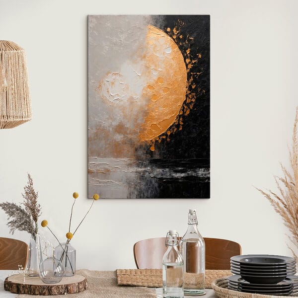 Peinture d'une lune et de l'eau Peinture d'une lune et de l'eau