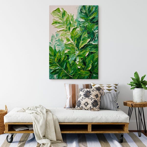 Peinture de feuilles sur une surface blanche Peinture de feuilles sur une surface blanche