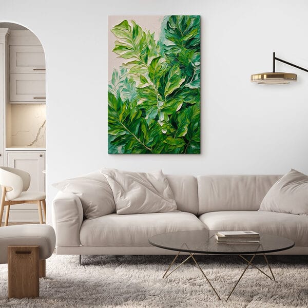 Peinture de feuilles sur une surface blanche Peinture de feuilles sur une surface blanche