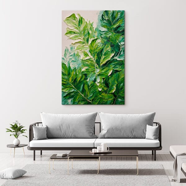 Peinture de feuilles sur une surface blanche Peinture de feuilles sur une surface blanche