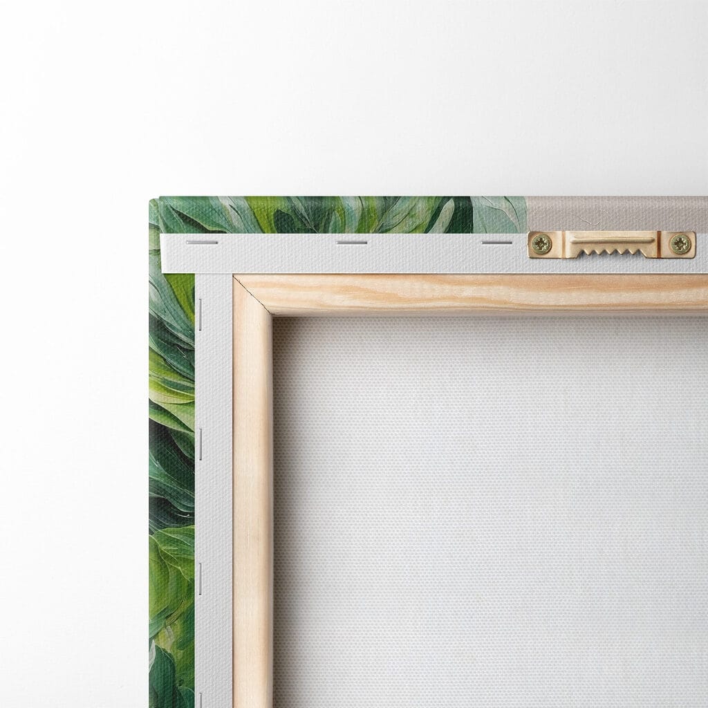 Painting of leaves on a white surface